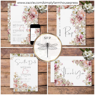 Cartão De Informações Delicar Rosa de Blush Rosa Moderno e Recepção Lily