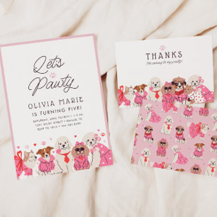 Cartão De Agradecimento Meninas Rosa Puppinho Pawty Aniversário