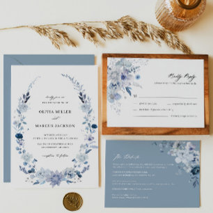 Boho Dusty Blue Wildflower Convite