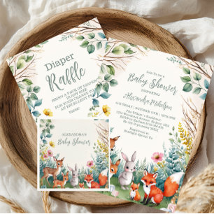 Convite Chá de fraldas da Floresta dos Animais da Floresta