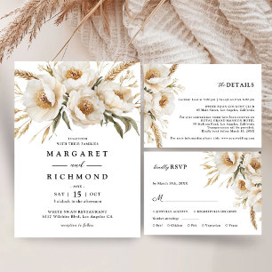 Adesivo Redondo Rustic Boho Ivory Floral Wedding