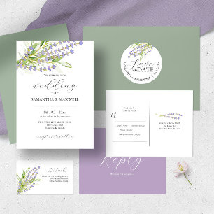 Convites de Casamento de lavanda com RSVP