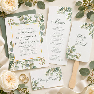 Cartão De Agradecimento Casamento de Eucalipto com Vegetação Moderna