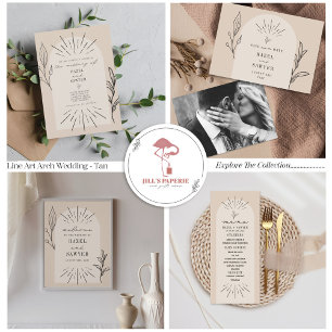 RSVP de Casamento de Arch Tan Todos em Um Convite