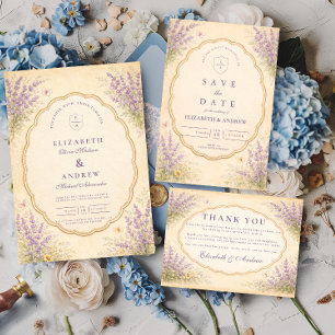 Cartão De Agradecimento Casamento no Jardim de Lavanda Vintage