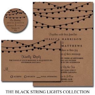 Convite A Coleção de Casamentos Rustic Kraft String Lights
