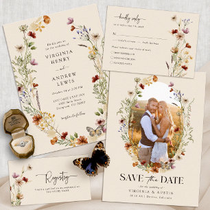 Convite Boho Wildflower Wedding