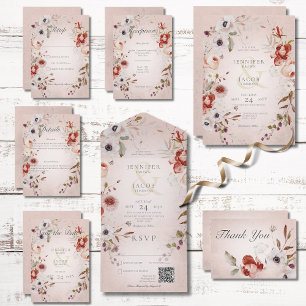 Cartão De Agradecimento Romantic Rose Pink Floral Wedding Thank You Card