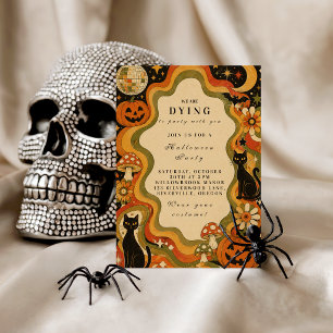Convite Festa de Halloween Retro Elegante e Groovy