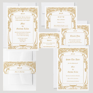 Cartão RSVP Vintage Art Nouveau Style Wedding