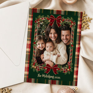 Cartão De Festividades Foto Charme de Natal Xadrez Tradicional Escocês