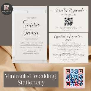 Convite Neutro Minimalista para Casamento