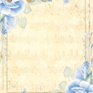 Convite Dusty Blue Florals Vintage Sheet Música Casamento