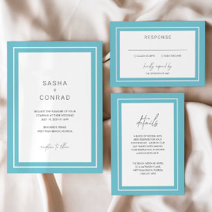 Convite Sasha Aqua Modern Wedding