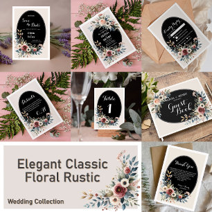Convite Clássico de Casamento Floral Clássico Eleg