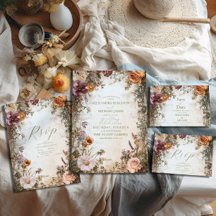 Cartão RSVP Art Nouveau Casamento Floral Real Vitoriano