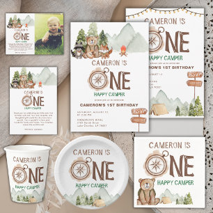 Convite Um primeiro aniversario Feliz Do Urso De Campanha