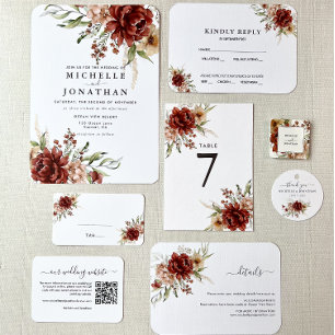 Rustic Boho Fall Flowers Convite De Casamento