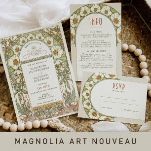 Convite Inserir Casamento INFO Vintage Art Nouveau de Much