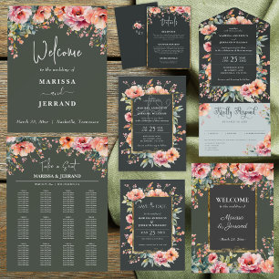 Convite Casamento Floral Moderno Rustic Country Sage