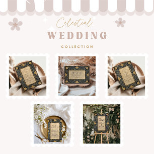 Convite Casamento Celestial da Meia-Noite Dourada
