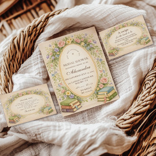 Convite Novo Capítulo Livros de Jardim Chá de Noiva