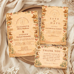 Convite Casamento de Cowgirl Floral Ocidental