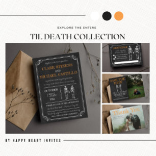 Convite Til Death Halloween Skeleton Orange Black Casament