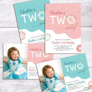 Camiseta Para Bebê Segundo aniversário de duas Rosquinhas cor-de-rosa