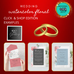 Convite Casamento de rosa de flor silvestre de aquarela fl