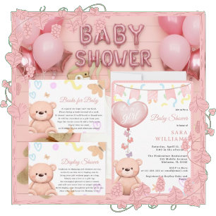 Cartão De Informações Belo Urso de Teddy Rosa para bebê