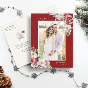 Cartão de Férias Elegante de Foto do Natal Verde