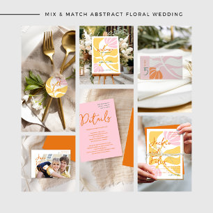 Convite Casamento amarelo floral e rosa, margarida moderna