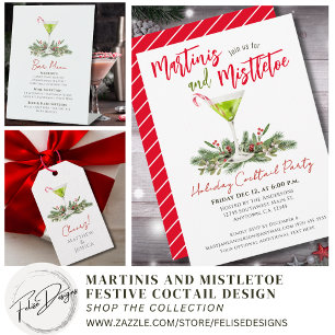 Etiqueta Para Presente Feliz Natal Martini de Cane de Açúcar e Visco