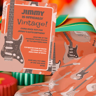 Papel De Presente Instrumentos Musicais Laranja De Padrão De Guitarr