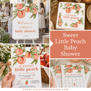 Prato De Papel Convite para Chá de fraldas Peach doce