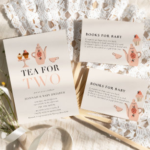 Cartão De Informações Chá para Dois   Livros de Chá de fraldas para Bebê