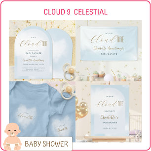 Convite de Chuvada de Bebê Azul Celestial Cloud 9