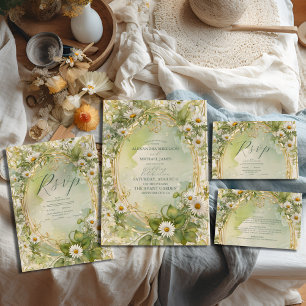 Reserve A Data Nouveau Daisies Ivory Green Wedding
