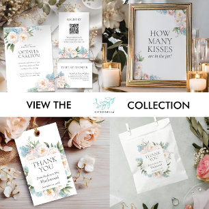 Convite Chá de panela clássico Flores Azuis e Rosa Suaves