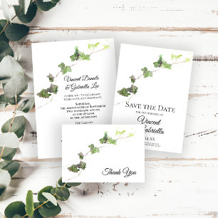 Reserve A Data Mala verde Ivy Watercolor Casamento Salva a Data