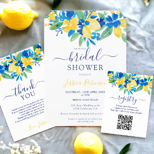 Cartão De Informações Registro do chá de panela floral dos limões amarel