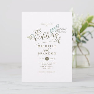 Delicar Script Greenery   Convite Para Casamento