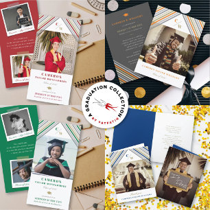 Convite Festa de formatura Moderna de Faixa Diagonal Laran