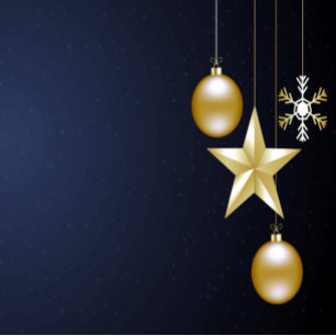 Cartão De Festividades Ouro de Saudação de Natal Marinho Azul