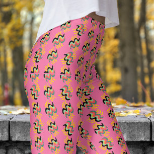 Legging Padrão de pintura de dedo branco de Timberwolf