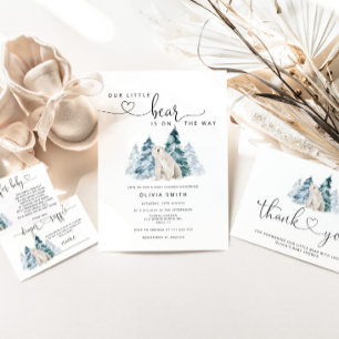 Cartão De Informações Chá de fraldas Polar Bear imagina quantos ursos br