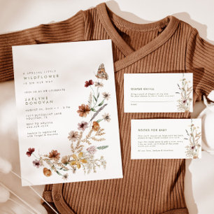Convite Wildflower On Way - Modern Boho Chá de fraldas