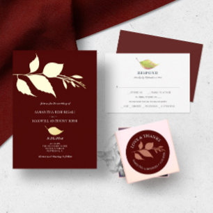 Convite para Casamento Burgundy com Código QR