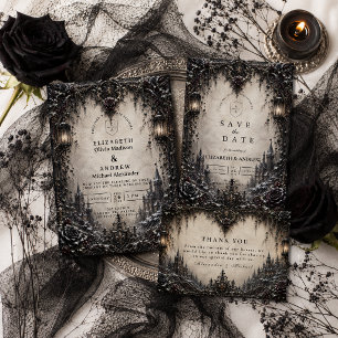 Cartão RSVP Casamento de Inverno Gótico Elegante